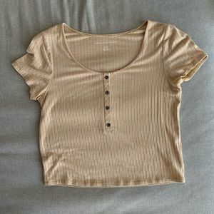 American eagle yellow striped shirt